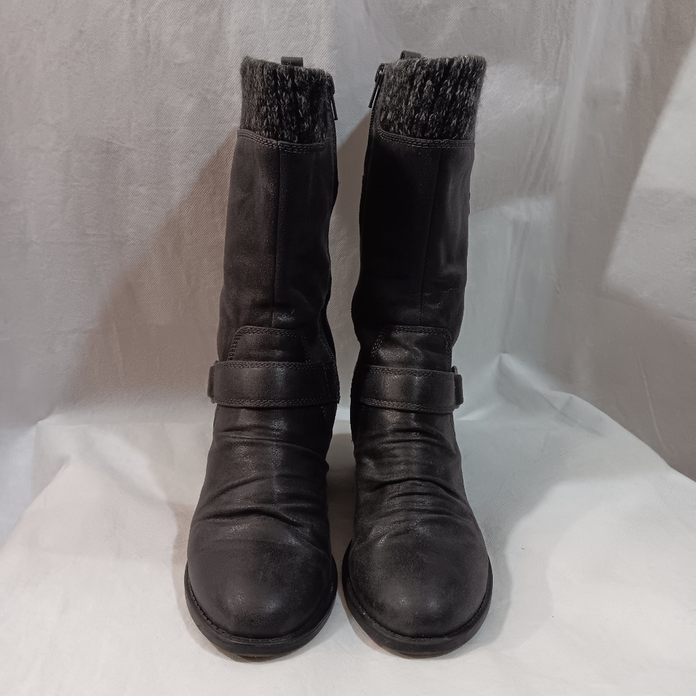BareTraps Womens 8.5 Gray Boots Wylla Casual Round Toe Mid-Calf Sweater Collar - Picture 2 of 14